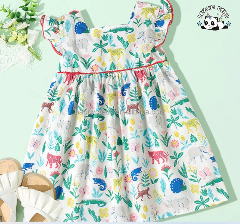 LEZONKIDS - OEM Wholesale Custom Kids Clothing Kids Fashionable Flowers Beautiful Design Girls Dress